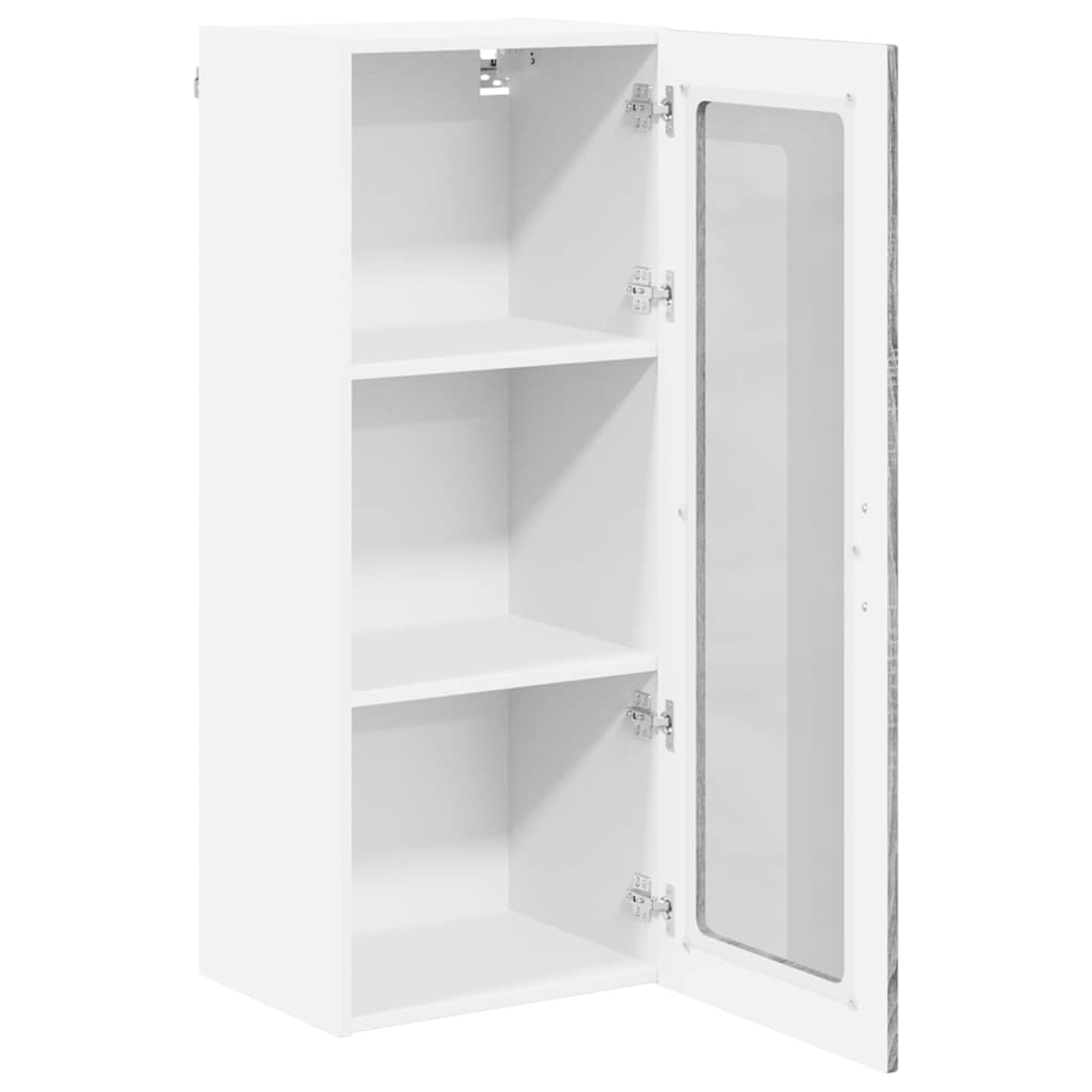 Wall Glass Cabinet LUCCA Grey Sonoma 40 x 31 x 100 cm
