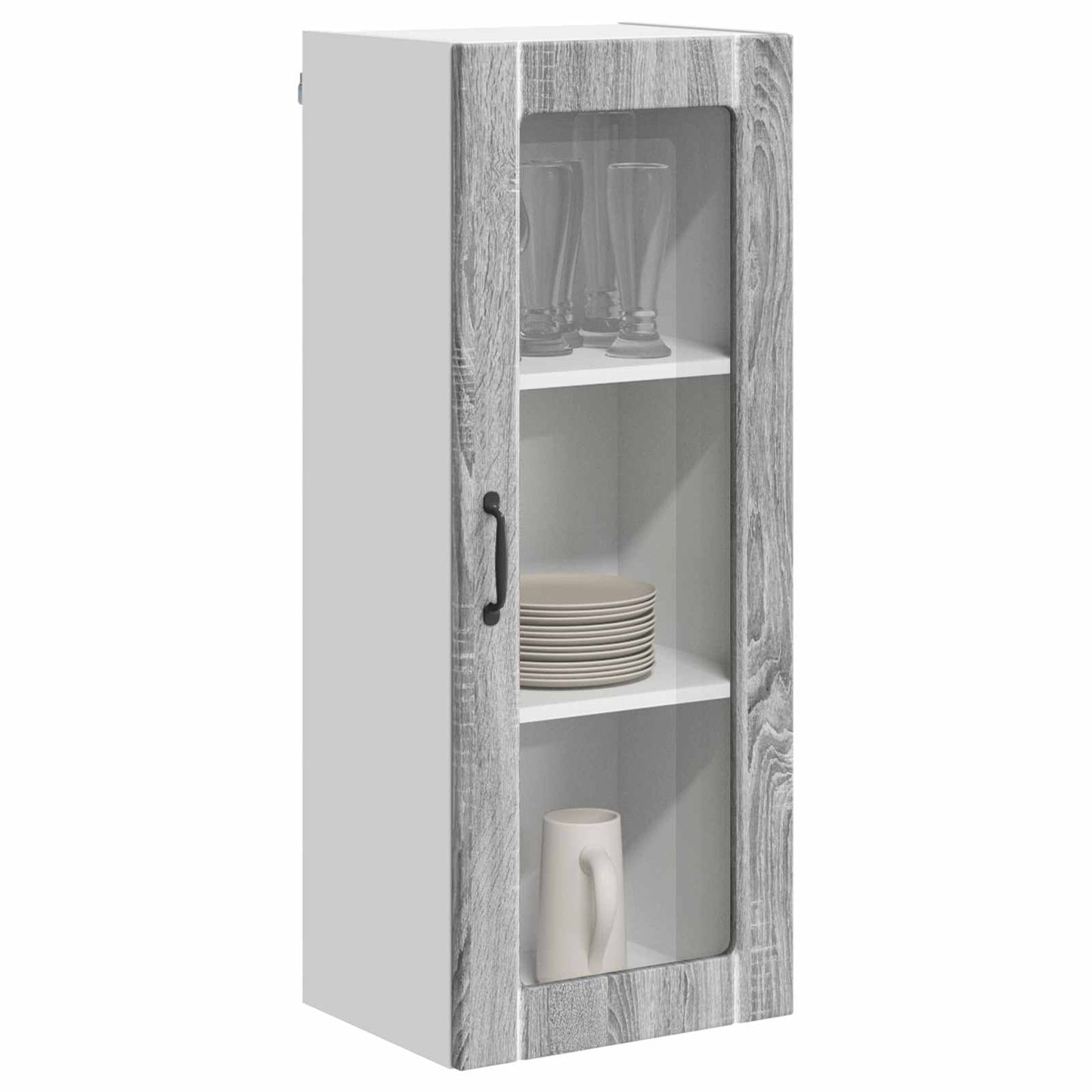 Wall Glass Cabinet LUCCA Grey Sonoma 40 x 31 x 100 cm