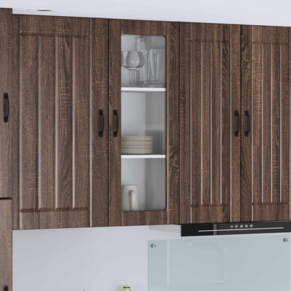 Wall Glass Cabinet LUCCA Brown Oak 40 x 31 x 100 cm