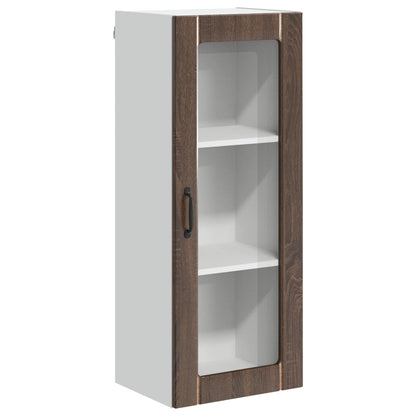 Wall Glass Cabinet LUCCA Brown Oak 40 x 31 x 100 cm