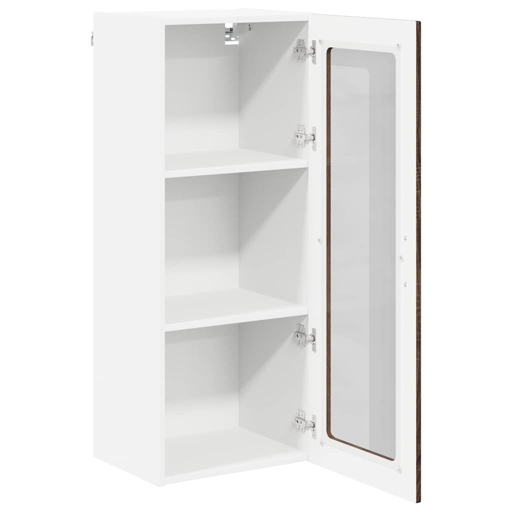 Wall Glass Cabinet LUCCA Brown Oak 40 x 31 x 100 cm