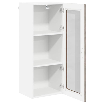 Wall Glass Cabinet LUCCA Brown Oak 40 x 31 x 100 cm