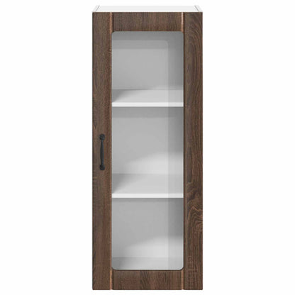 Wall Glass Cabinet LUCCA Brown Oak 40 x 31 x 100 cm