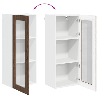 Wall Glass Cabinet LUCCA Brown Oak 40 x 31 x 100 cm