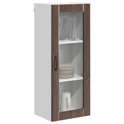Wall Glass Cabinet LUCCA Brown Oak 40 x 31 x 100 cm