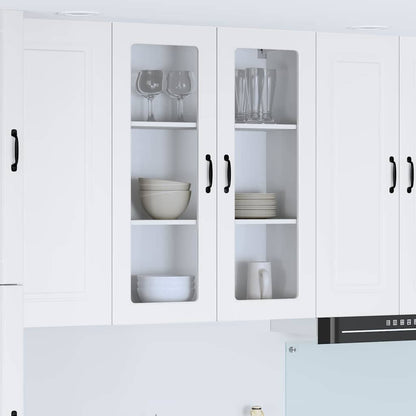 Wall Glass Cabinet LUCCA White 80 x 31 x 100 cm Engineered Wood