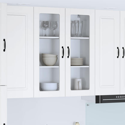 Wall Glass Cabinet LUCCA White 80 x 31 x 100 cm Engineered Wood