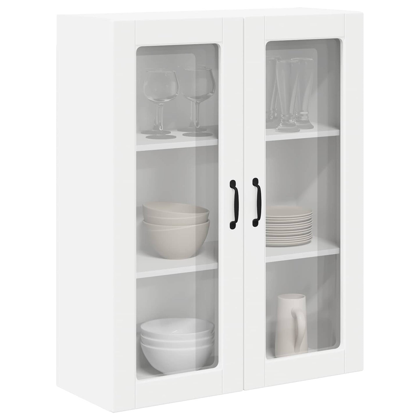 Wall Glass Cabinet LUCCA White 80 x 31 x 100 cm Engineered Wood