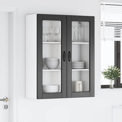 Wall Glass Cabinet LUCCA Black 80 x 31 x 100 cm Engineered Wood