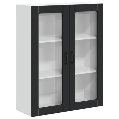 Wall Glass Cabinet LUCCA Black 80 x 31 x 100 cm Engineered Wood
