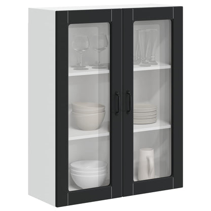 Wall Glass Cabinet LUCCA Black 80 x 31 x 100 cm Engineered Wood