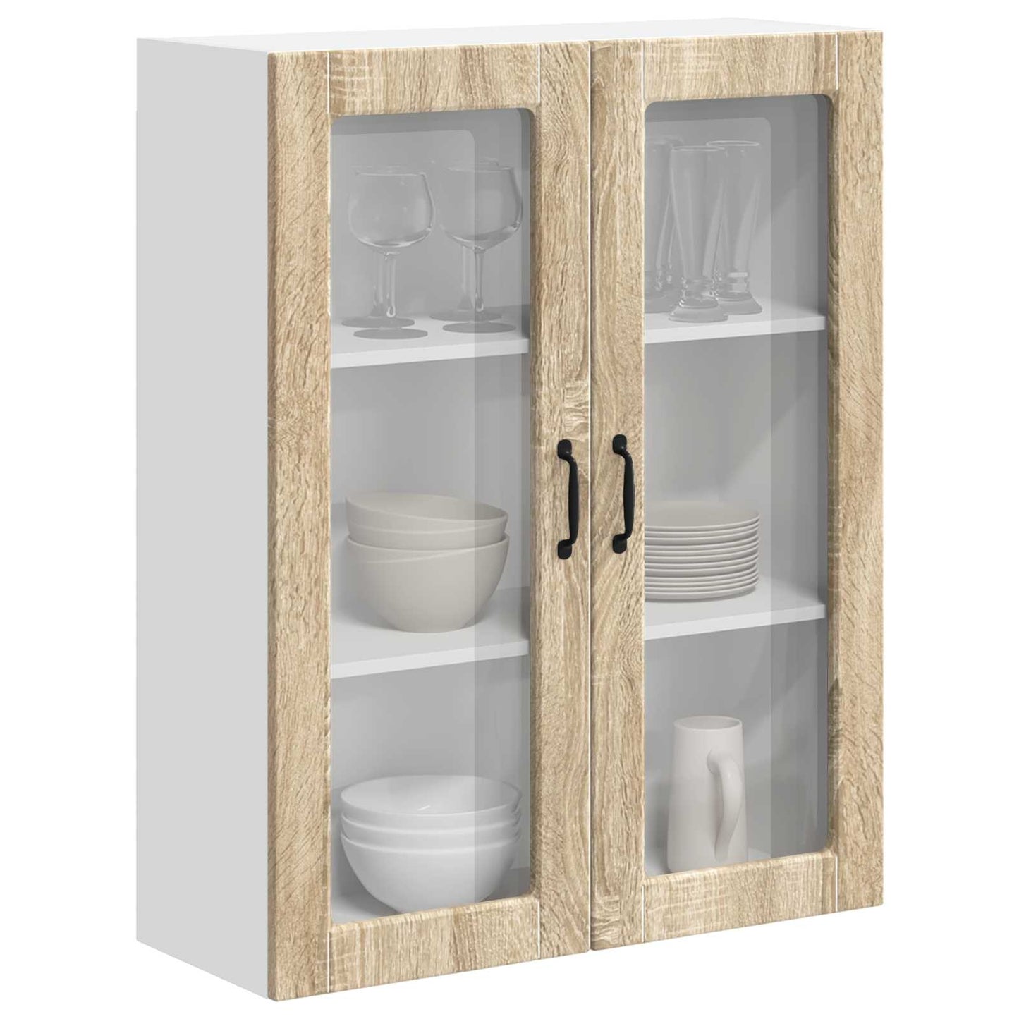 Wall Glass Cabinet LUCCA Sonoma Oak 80 x 31 x 100 cm