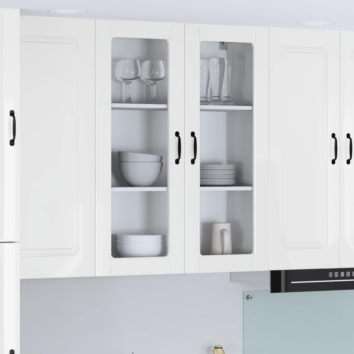 Wall Glass Cabinet LUCCA High Gloss White 80 x 31 x 100 cm