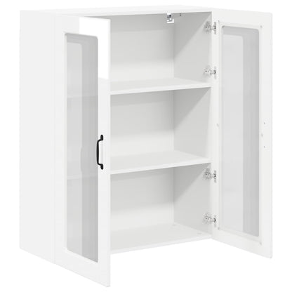 Wall Glass Cabinet LUCCA High Gloss White 80 x 31 x 100 cm