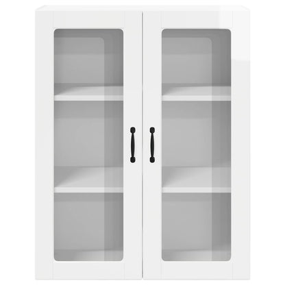 Wall Glass Cabinet LUCCA High Gloss White 80 x 31 x 100 cm