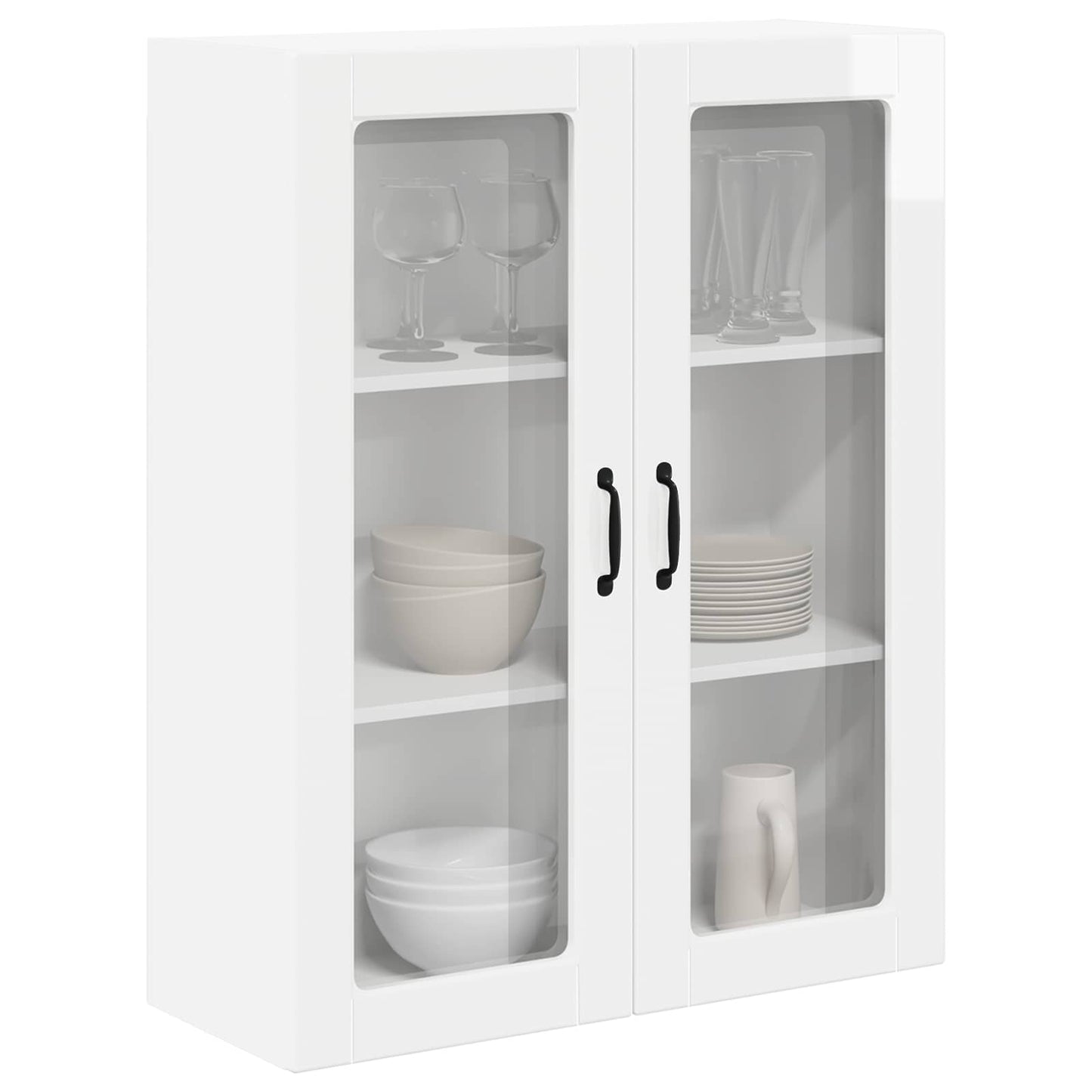 Wall Glass Cabinet LUCCA High Gloss White 80 x 31 x 100 cm