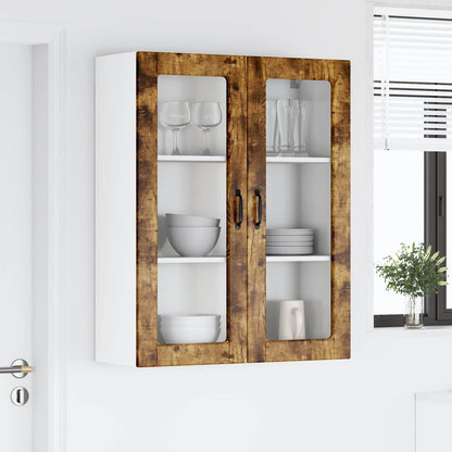 Wall Glass Cabinet LUCCA Smoked Oak 80 x 31 x 100 cm