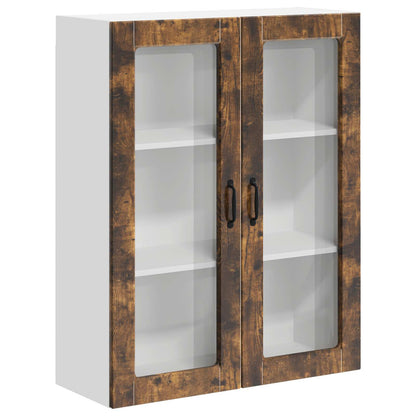 Wall Glass Cabinet LUCCA Smoked Oak 80 x 31 x 100 cm