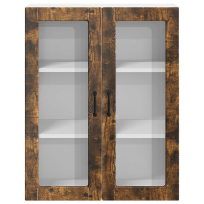 Wall Glass Cabinet LUCCA Smoked Oak 80 x 31 x 100 cm