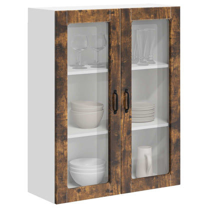 Wall Glass Cabinet LUCCA Smoked Oak 80 x 31 x 100 cm