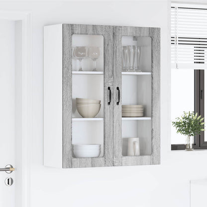 Wall Glass Cabinet LUCCA Grey Sonoma 80 x 31 x 100 cm