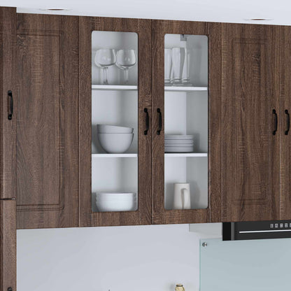 Wall Glass Cabinet LUCCA Brown Oak 80 x 31 x 100 cm