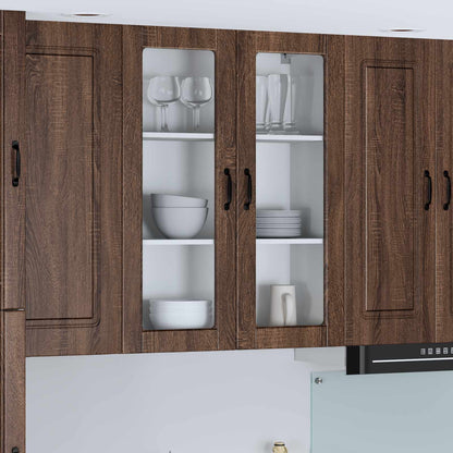 Wall Glass Cabinet LUCCA Brown Oak 80 x 31 x 100 cm