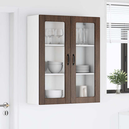 Wall Glass Cabinet LUCCA Brown Oak 80 x 31 x 100 cm
