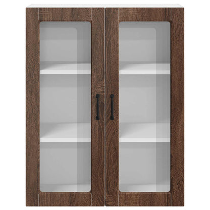 Wall Glass Cabinet LUCCA Brown Oak 80 x 31 x 100 cm