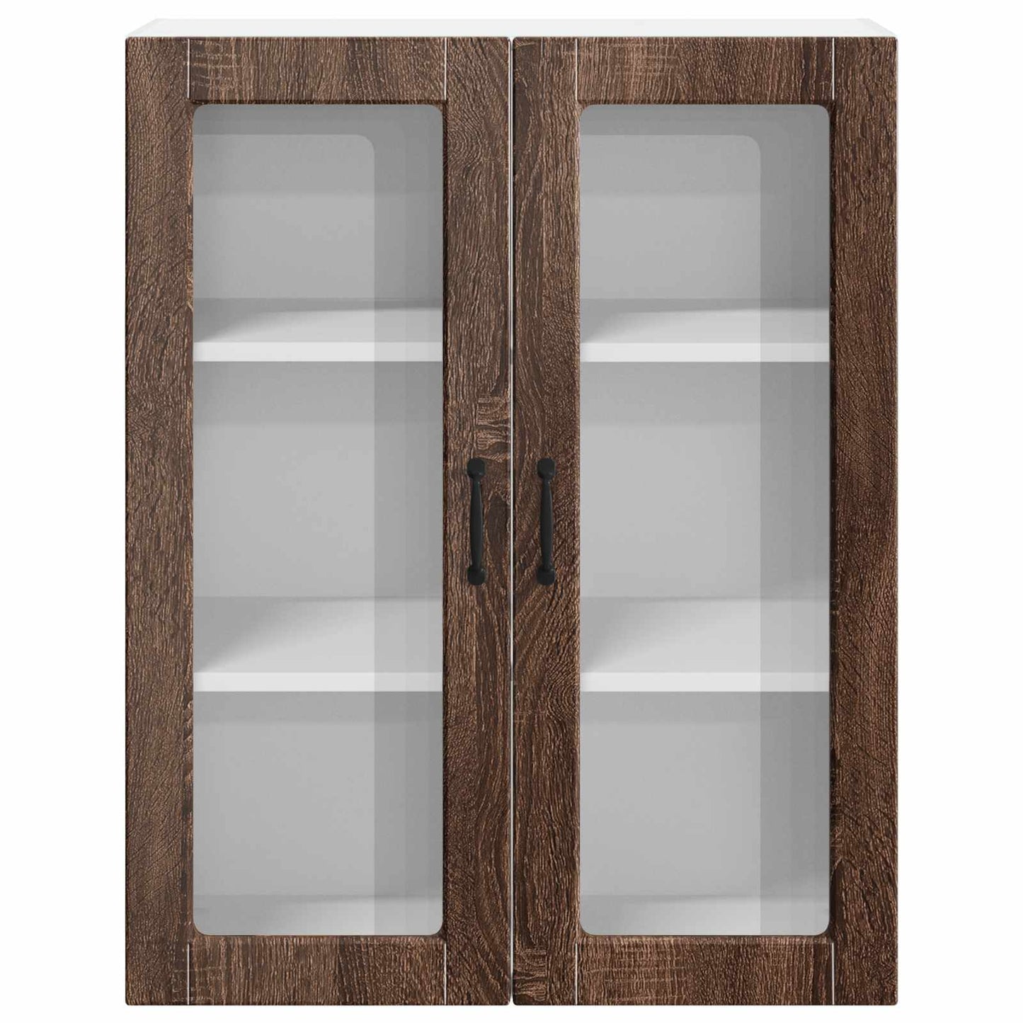Wall Glass Cabinet LUCCA Brown Oak 80 x 31 x 100 cm