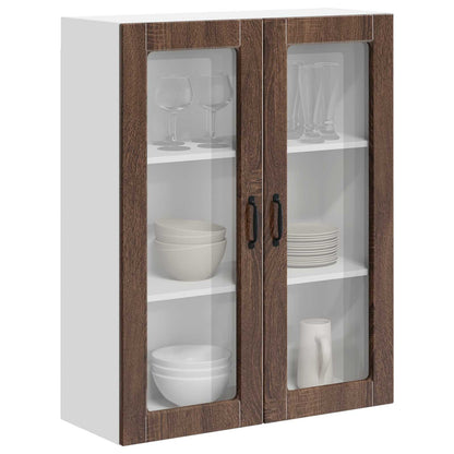 Wall Glass Cabinet LUCCA Brown Oak 80 x 31 x 100 cm