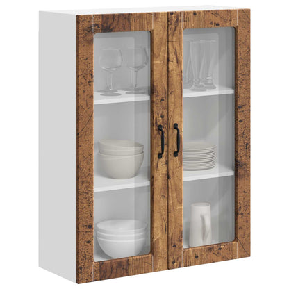 Wall Glass Cabinet LUCCA Old Wood 80 x 31 x 100 cm