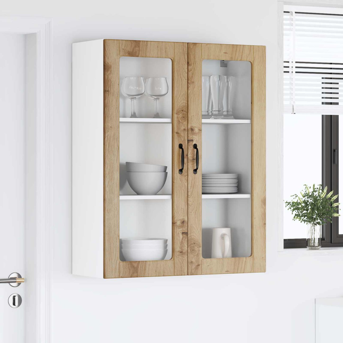 Wall Glass Cabinet LUCCA Artisan Oak 80 x 31 x 100 cm