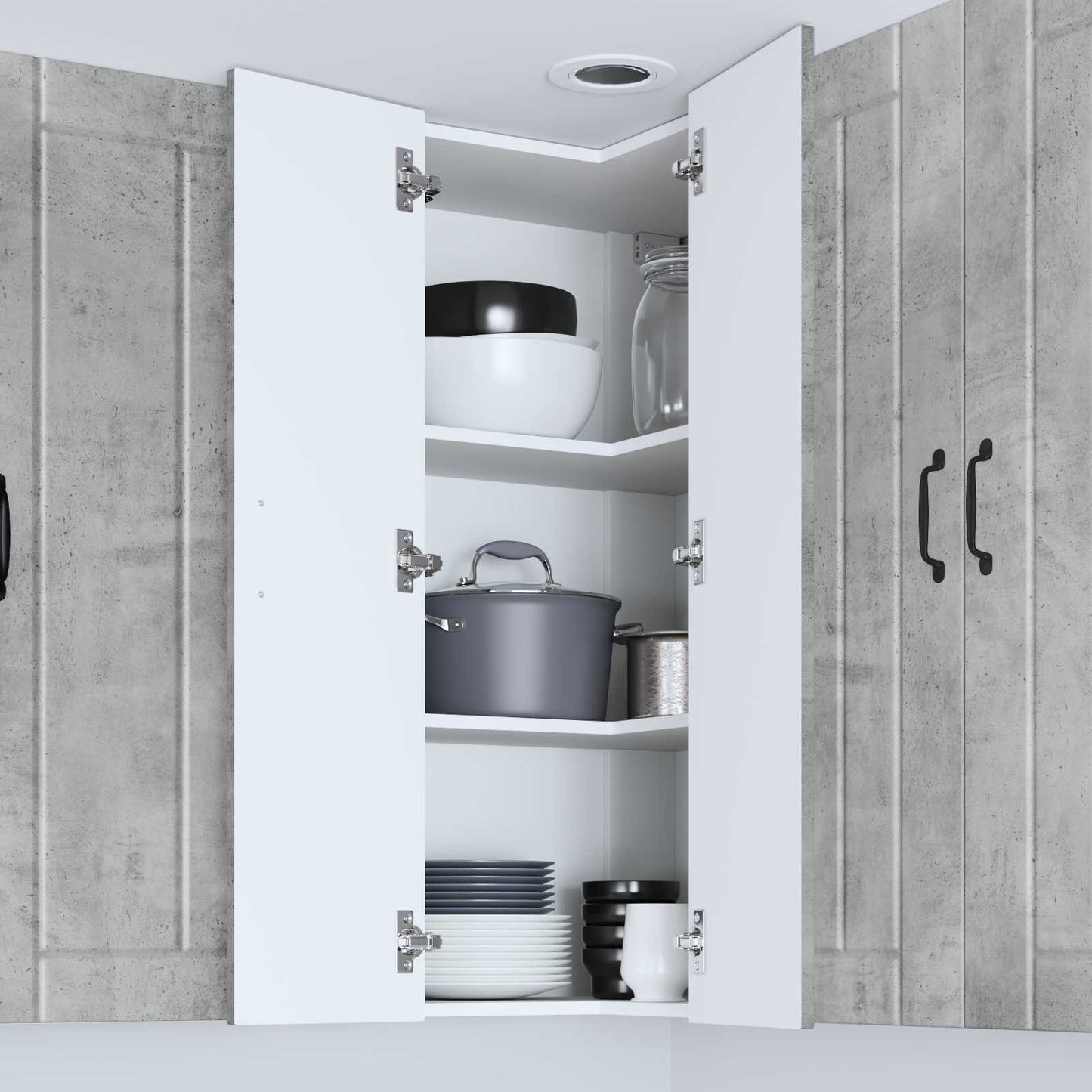 Wall Corner Cabinet LUCCA Concrete Grey 57 x 57 x 100 cm