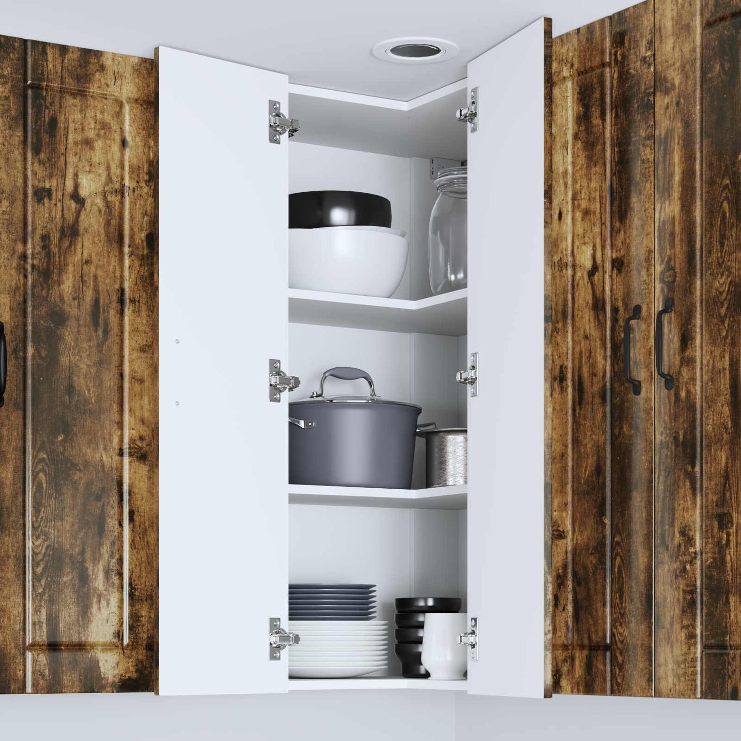 Wall Corner Cabinet LUCCA Smoked Oak 57 x 57 x 100 cm