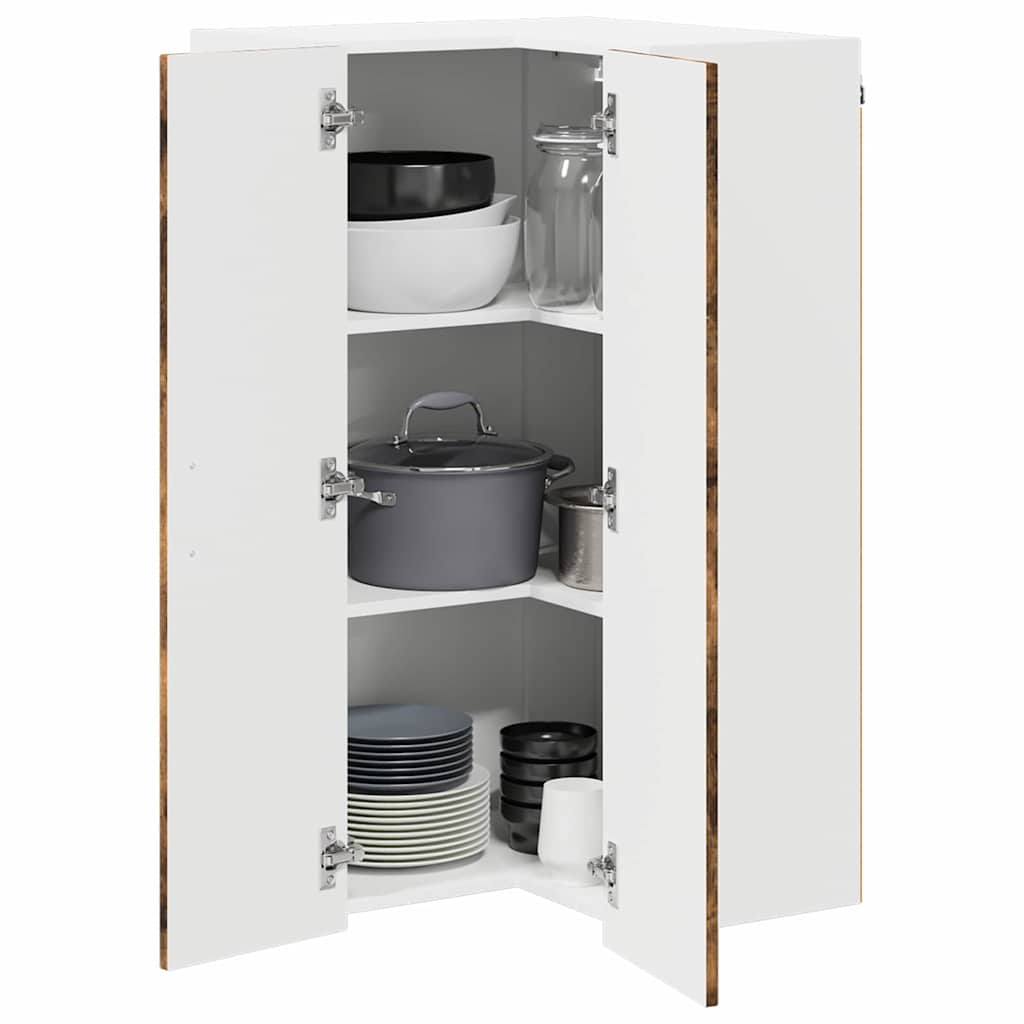 Wall Corner Cabinet LUCCA Smoked Oak 57 x 57 x 100 cm