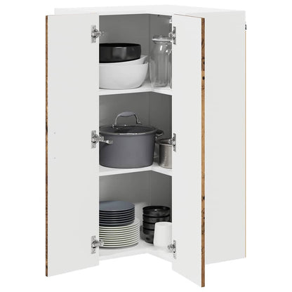 Wall Corner Cabinet LUCCA Old Wood 57 x 57 x 100 cm