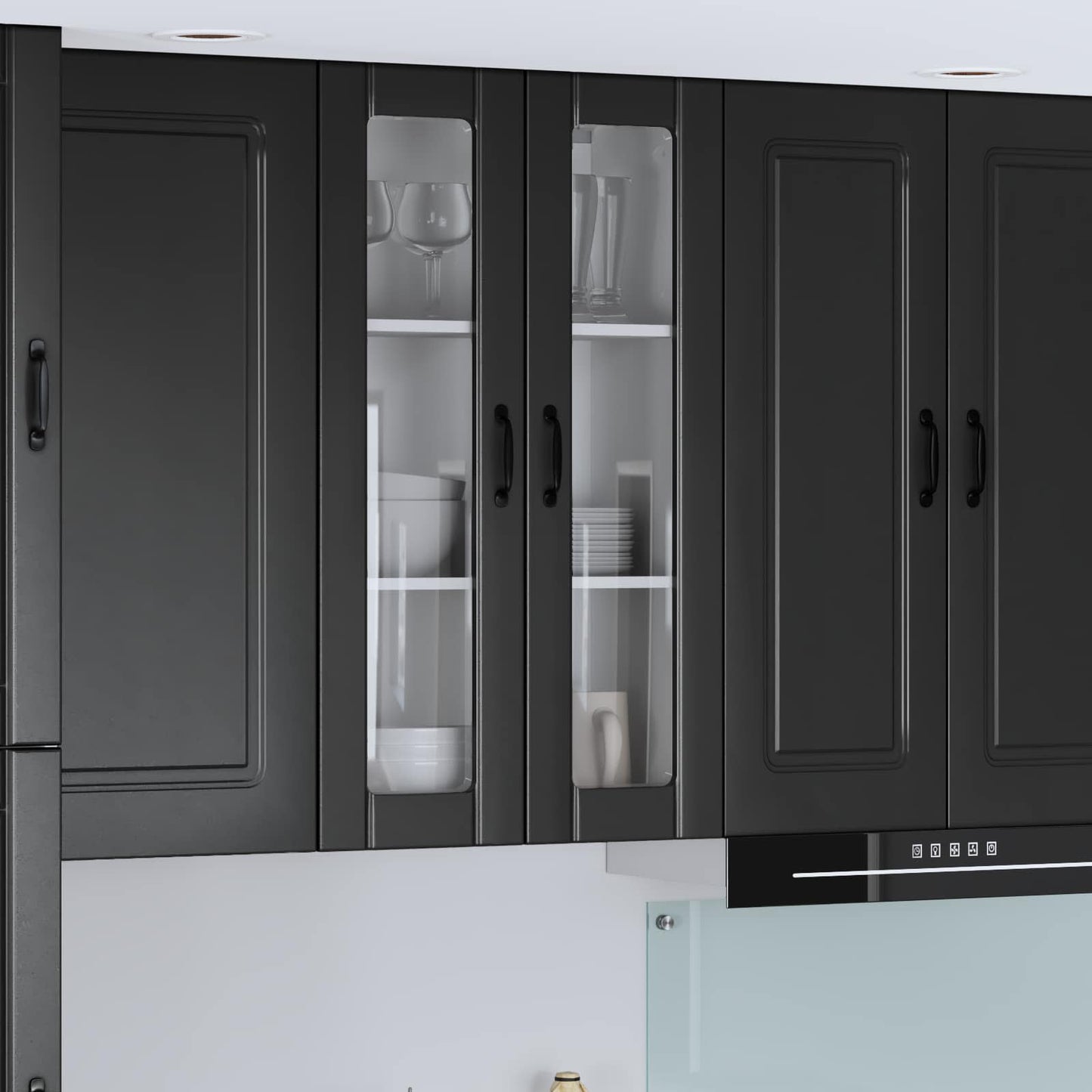 Wall Glass Cabinet LUCCA Black 60 x 31 x 100 cm Engineered Wood