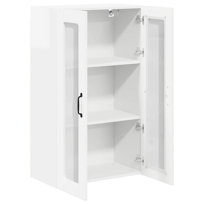Wall Glass Cabinet LUCCA High Gloss White 60 x 31 x 100 cm