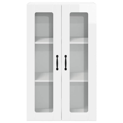 Wall Glass Cabinet LUCCA High Gloss White 60 x 31 x 100 cm
