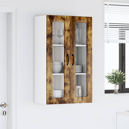 Wall Glass Cabinet LUCCA Smoked Oak 60 x 31 x 100 cm