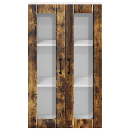 Wall Glass Cabinet LUCCA Smoked Oak 60 x 31 x 100 cm