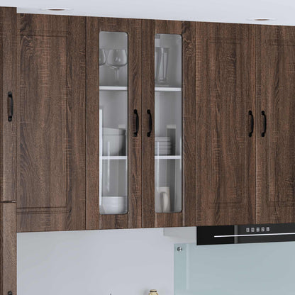 Wall Glass Cabinet LUCCA Brown Oak 60 x 31 x 100 cm