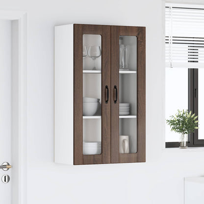Wall Glass Cabinet LUCCA Brown Oak 60 x 31 x 100 cm