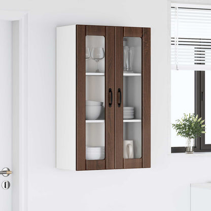Wall Glass Cabinet LUCCA Brown Oak 60 x 31 x 100 cm