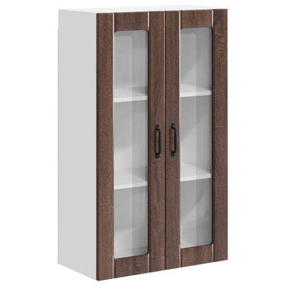 Wall Glass Cabinet LUCCA Brown Oak 60 x 31 x 100 cm