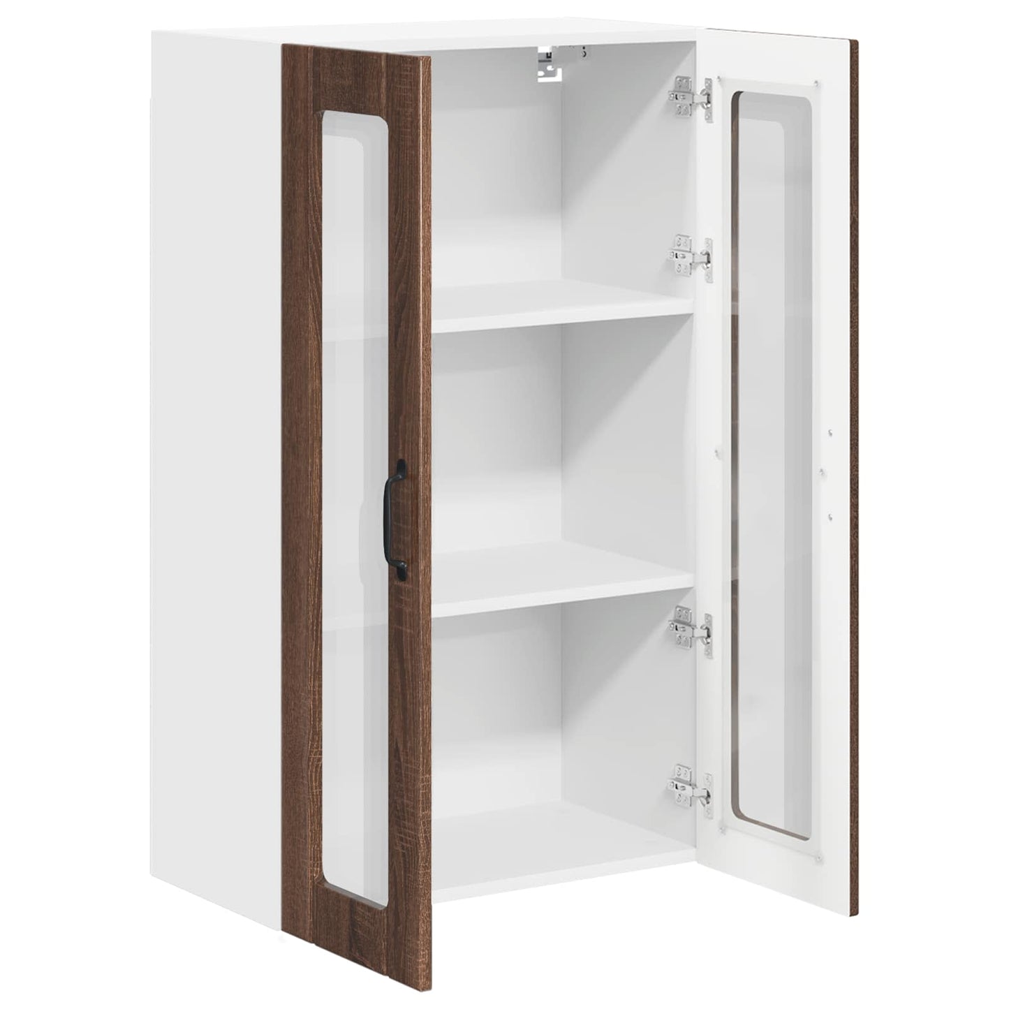 Wall Glass Cabinet LUCCA Brown Oak 60 x 31 x 100 cm