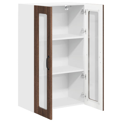 Wall Glass Cabinet LUCCA Brown Oak 60 x 31 x 100 cm