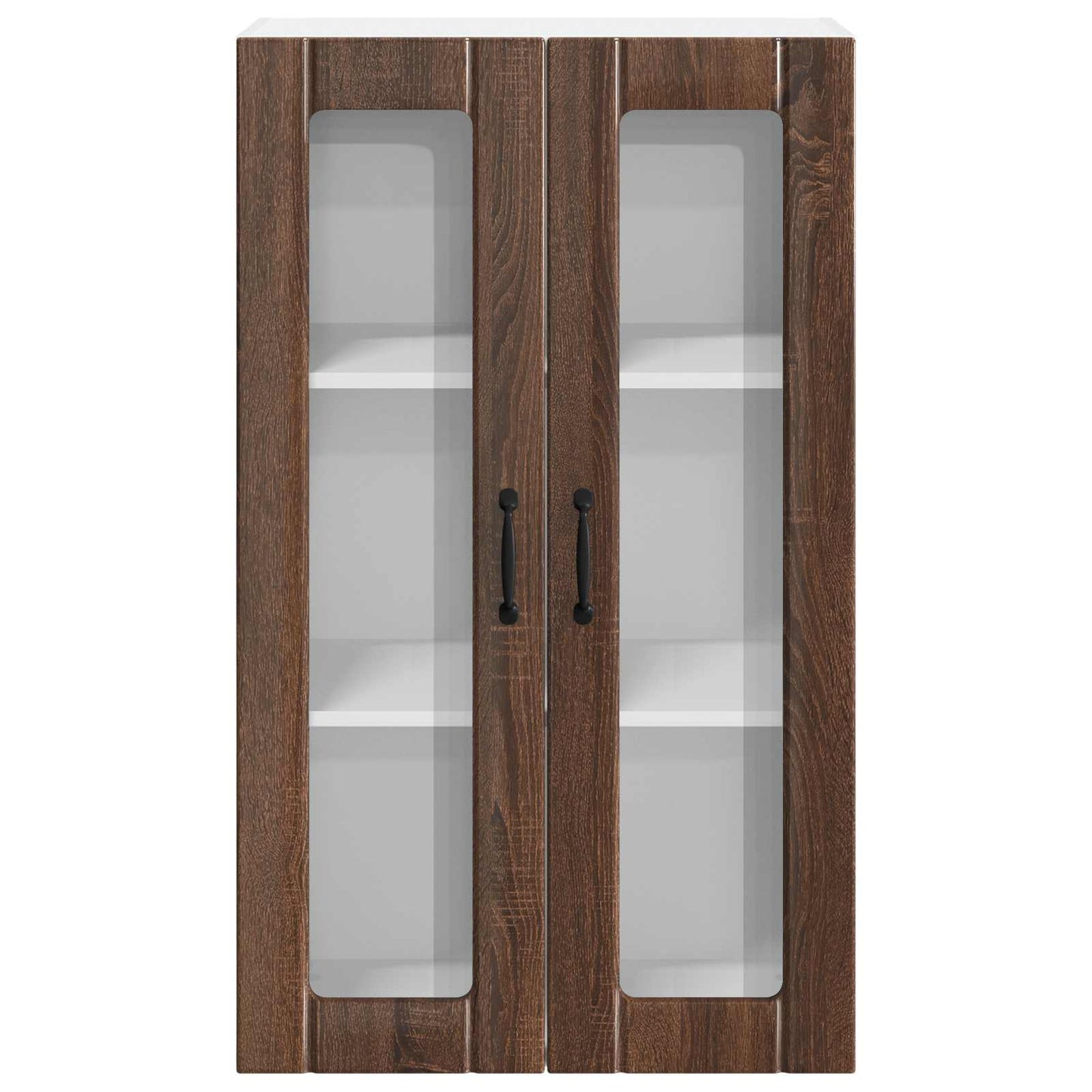 Wall Glass Cabinet LUCCA Brown Oak 60 x 31 x 100 cm