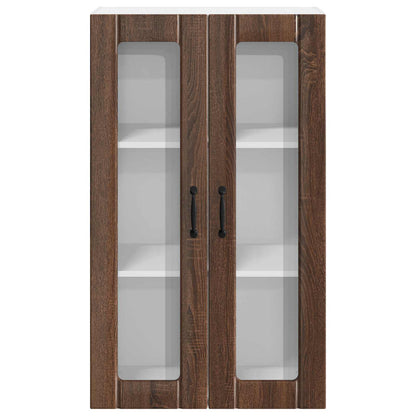 Wall Glass Cabinet LUCCA Brown Oak 60 x 31 x 100 cm